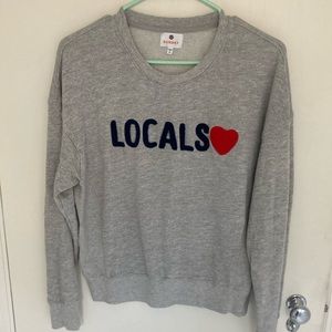 Sundry women’s cozy gray sweatshirt with locals embroidered/raised details